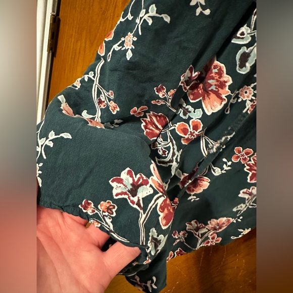 Emerald Green Floral Lace Up Tank/Camisole - Picture 4 of 4